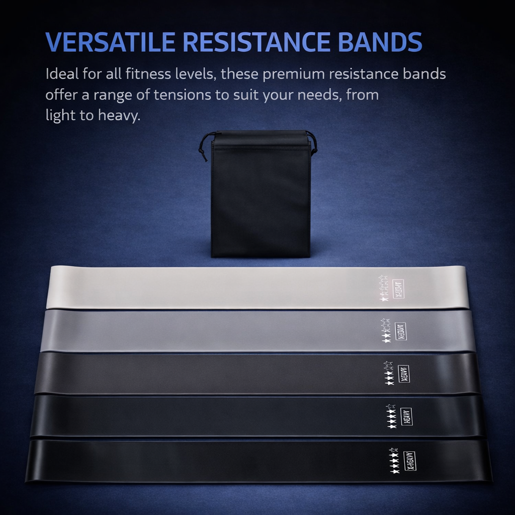 Premium Resistance Bands Set – 5 Levels Elastic Workout Bands with Carry Bag for Full Body Training