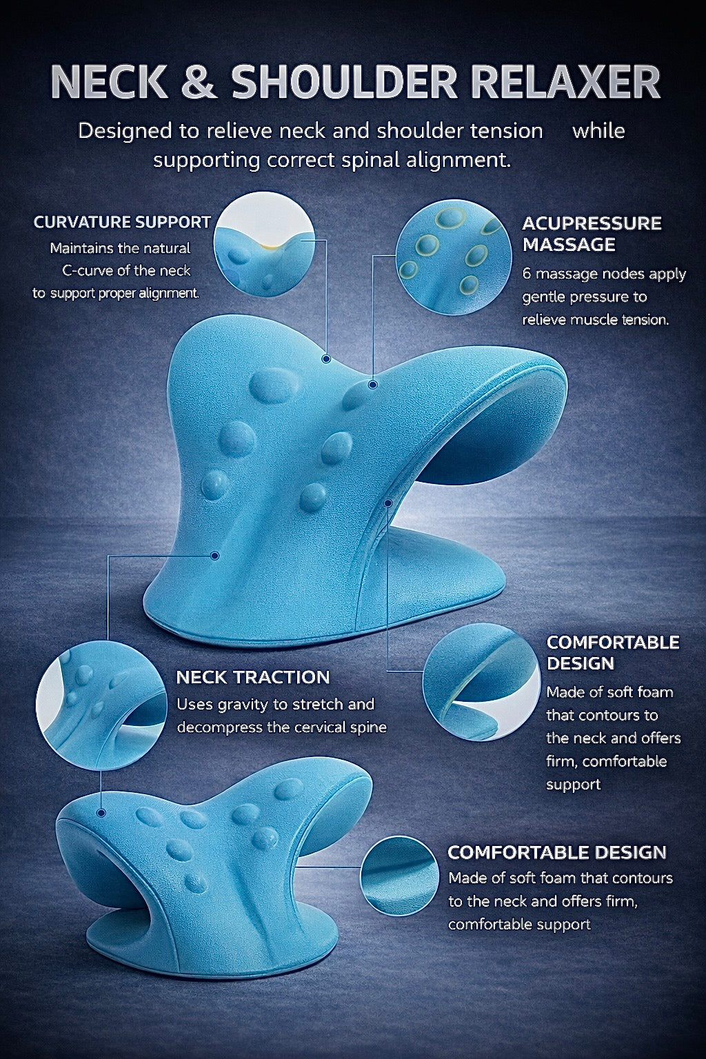 Neck & Shoulder Relaxer – Cervical Spine Stretcher for Pain Relief & Posture Correction