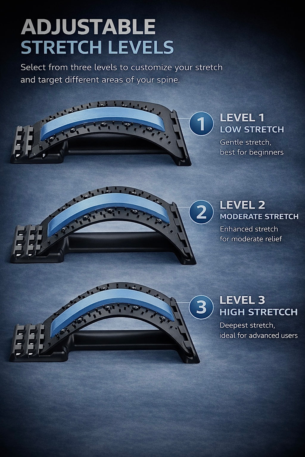 Adjustable Lumbar Support Stretcher – Back Pain Relief & Spine Decompression Device