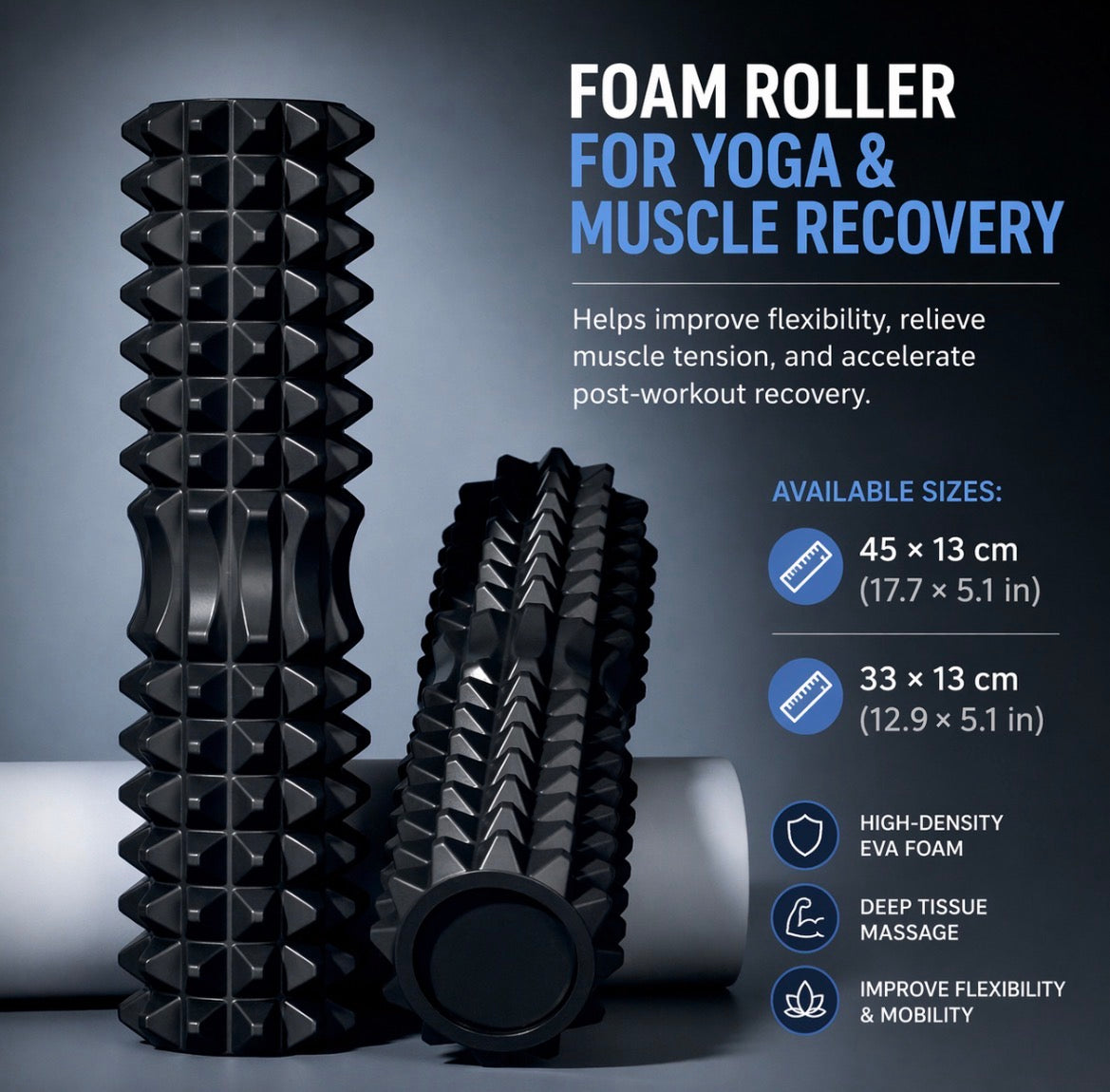 Deep Tissue Foam Roller for Muscle Recovery & Flexibility